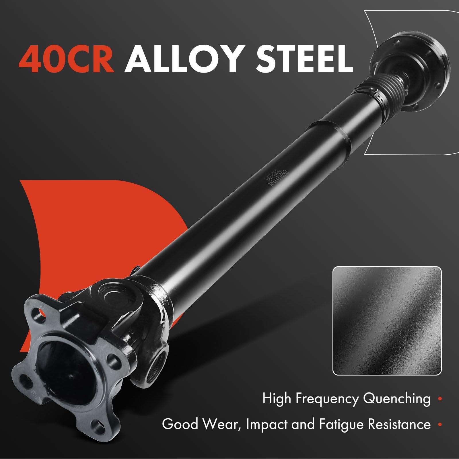 A-Premium front driveshaft assembly flange connection close-up showing precise fit.