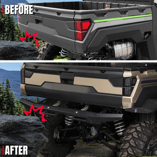 A & UTV PRO rear brush guard back view shows solid steel build