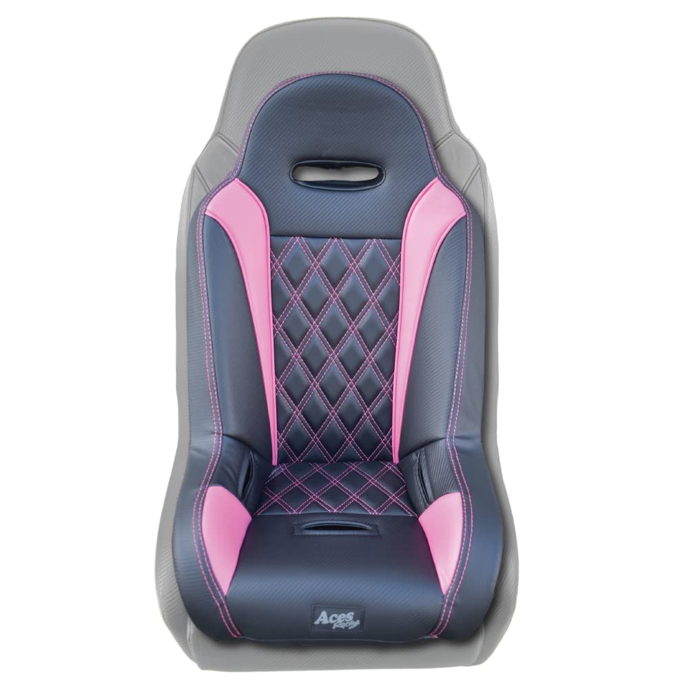 AAAA Aces Racing UTV junior seat pink front view enhances child comfort on rough trails.