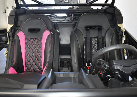 AAAA Aces Racing UTV pink in-use on ride illustrates easy fit inside seats.