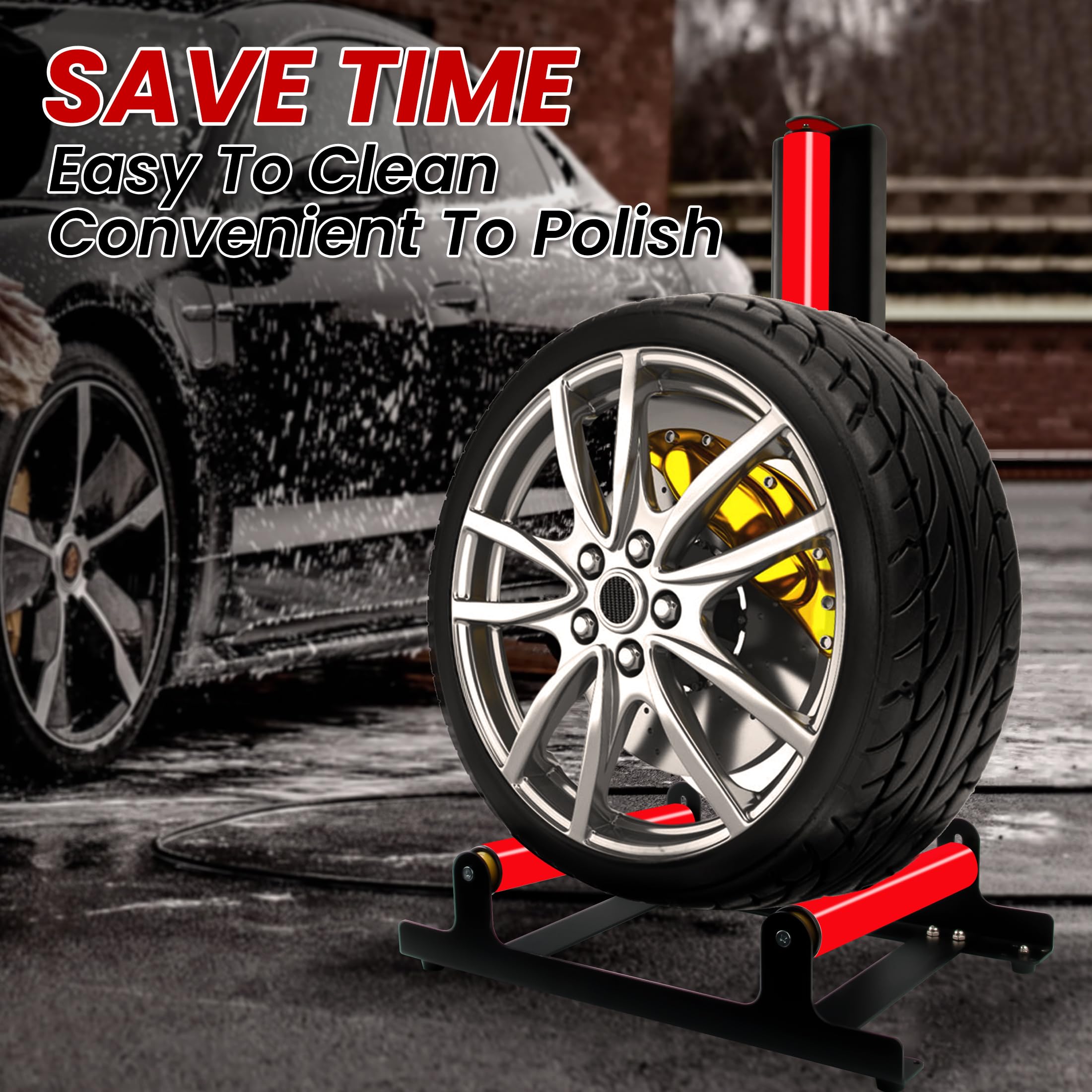 ALL4DETAIL 360° Rolling Wheel Stand height adjustment supports comfortable working position