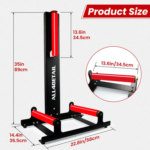 ALL4DETAIL 360° Rolling Wheel Stand rollers detail for smooth turning during cleaning
