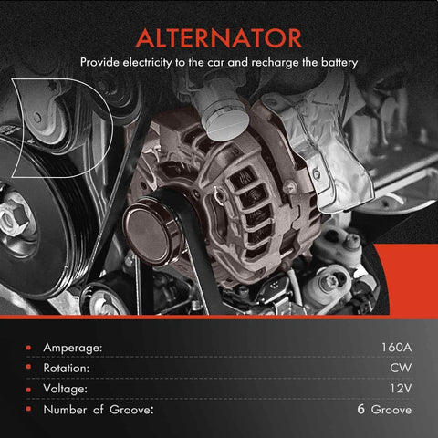 A-Premium alternator for Dodge Journey 2009-2020 side view showing compact form for easy installation