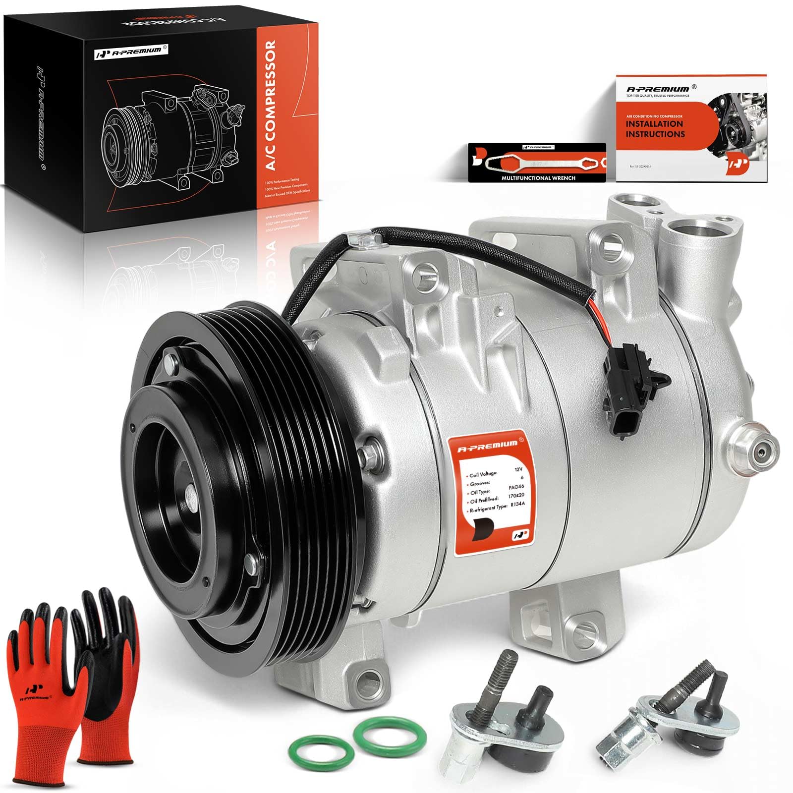 A-Premium compressor with clutch for Nissan Rogue 2008-2013, reliable cooling system replacement.
