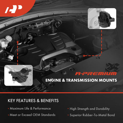 A-Premium rear torque strut mount reduces chassis flex for steadier handling.