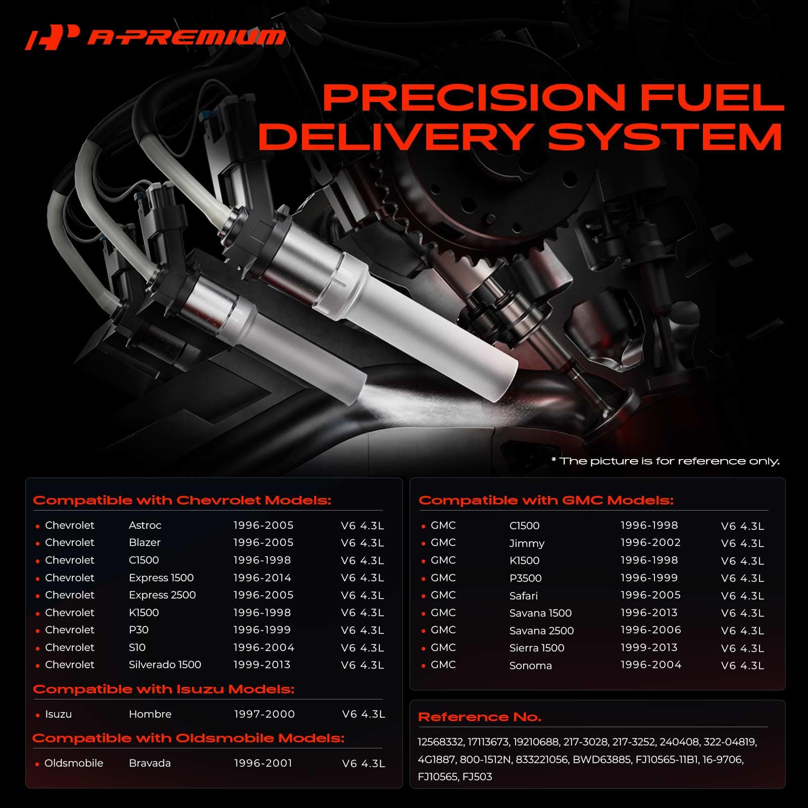 Close-up of six-cylinder injectors showing precise workmanship and durable construction.