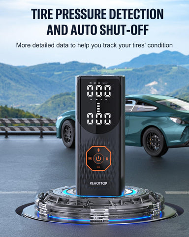 REHOTTOP inflator with four preset modes for car bike motorcycle and balls