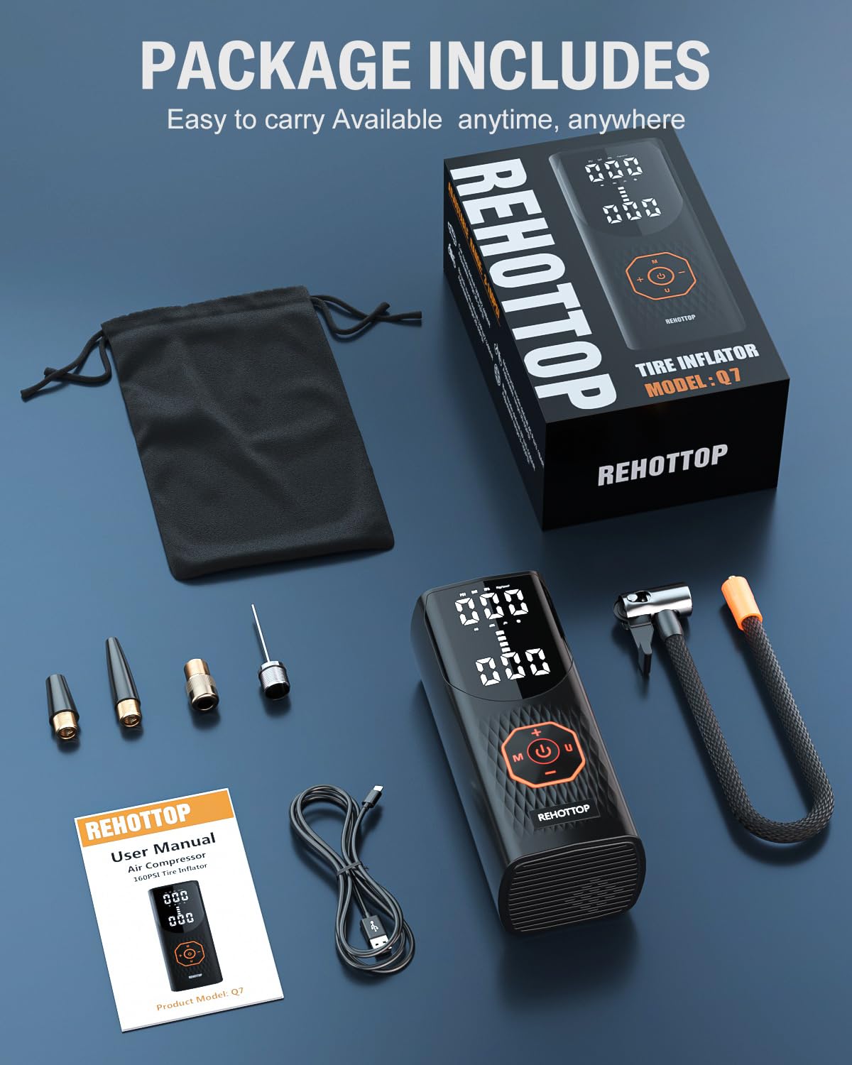 REHOTTOP portable inflator ideal for travel and everyday use