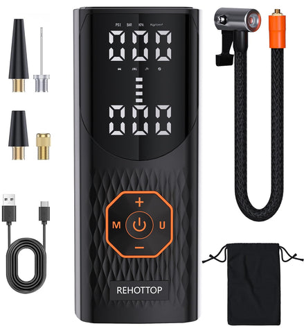 REHOTTOP cordless tire inflator in action delivering fast inflation for car tires