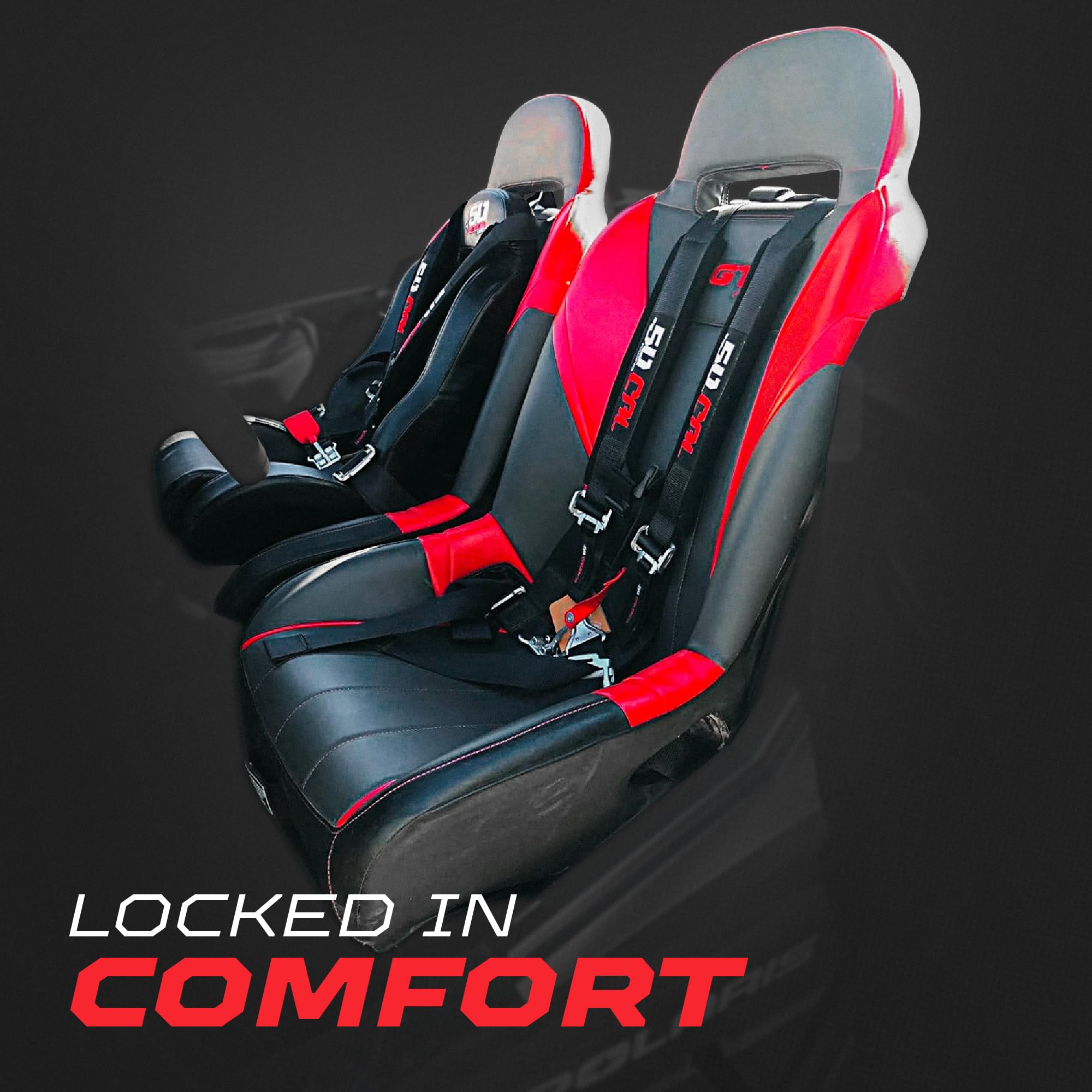 RZR/UTV bucket-seat harness ready for mounting on a rugged vehicle