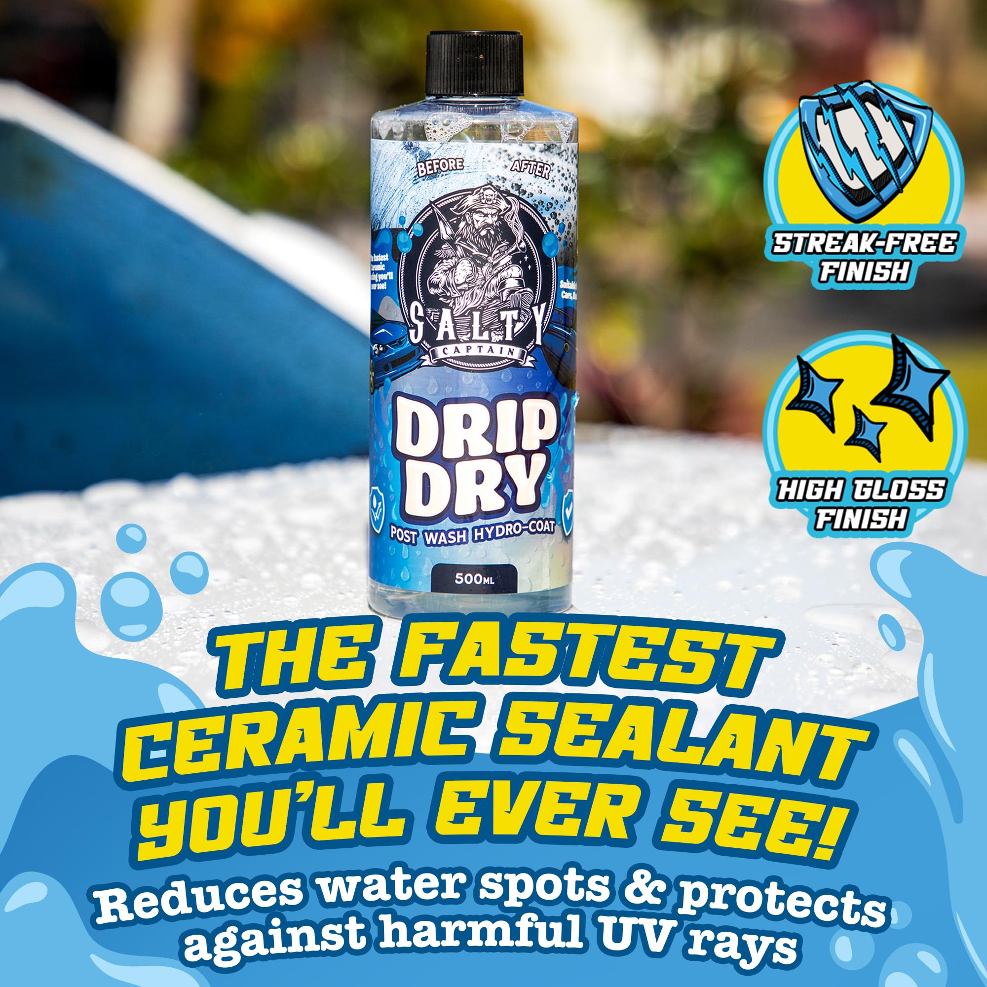 Salty Captain Grease Attack Degreaser tackles engine grime effectively.