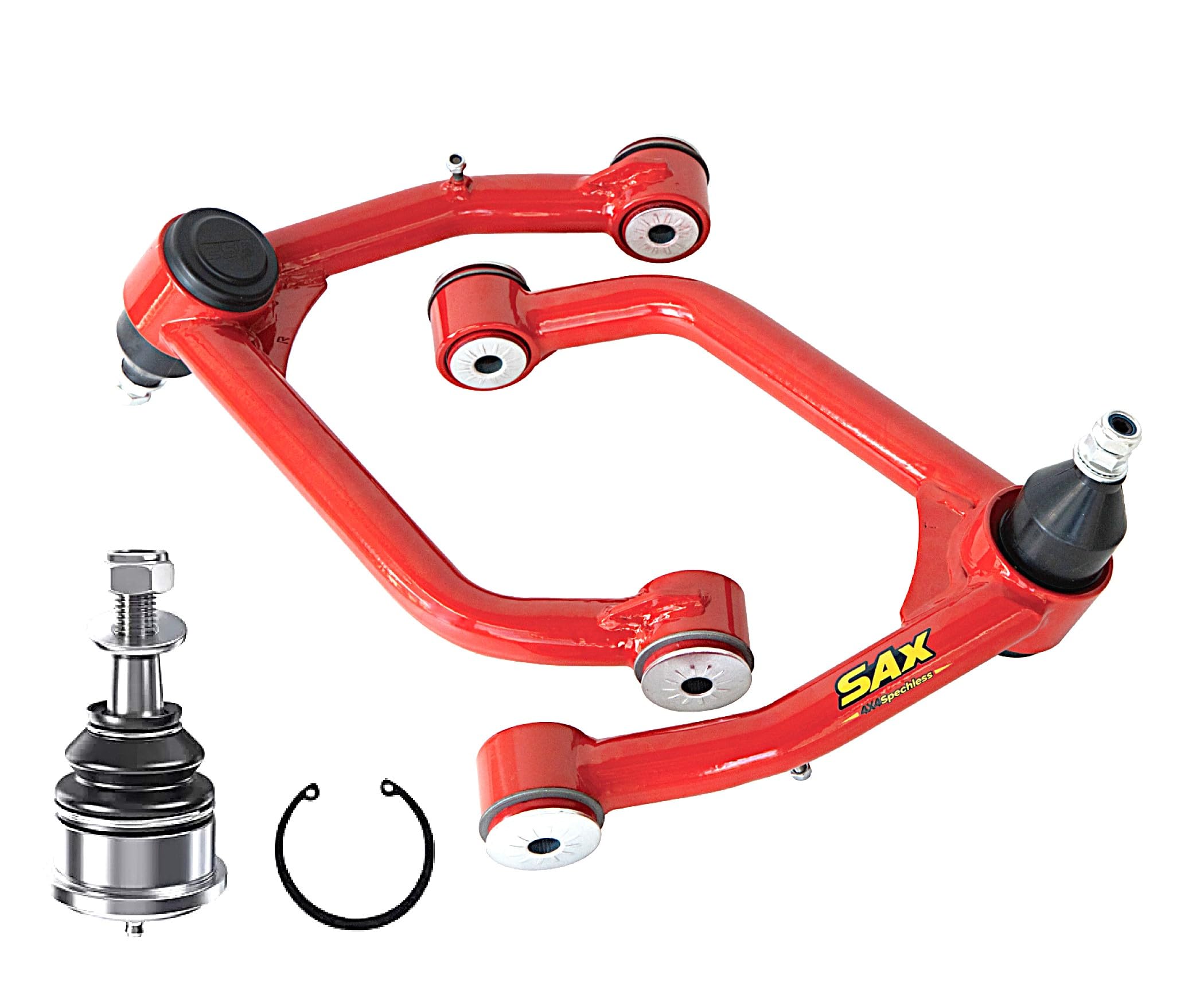 SAX 4X4speechless lift arm front upper assembly illustrates precise lifted-truck alignment.