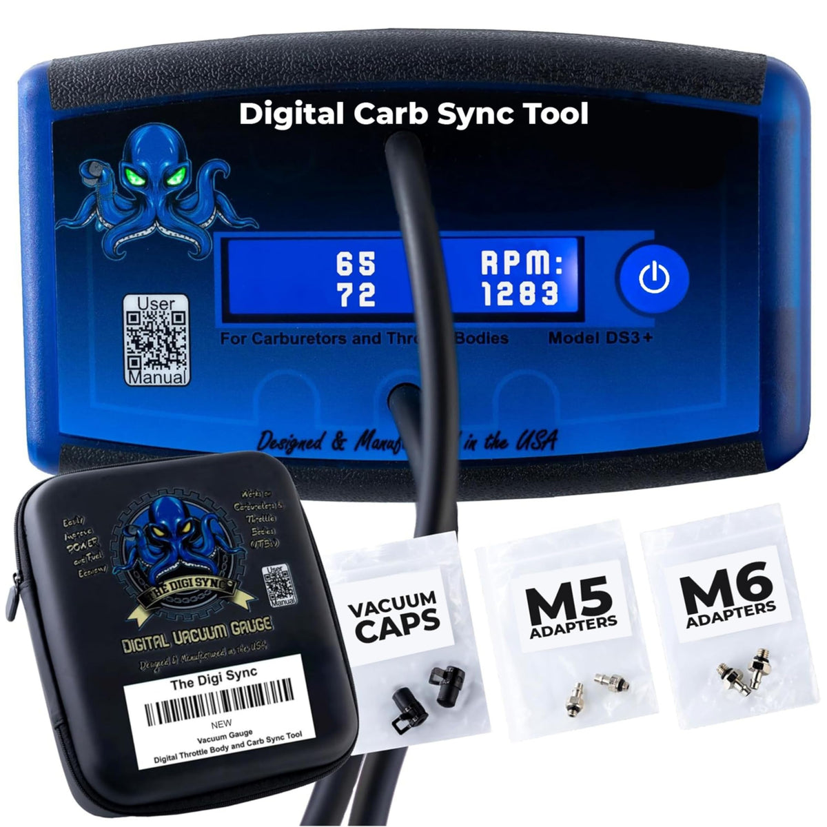 The Digi Sync 2-Channel tool display shows real-time throttle balance.