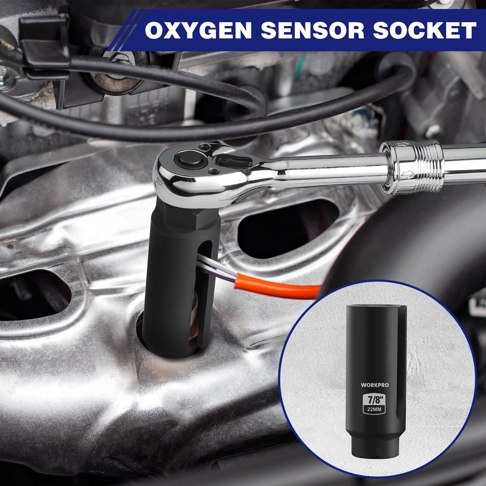 27mm O2 Sensor Socket WORKPRO 7-Piece O2 Oxygen Sensor Socket Set | Automotive Sensor Remova ...